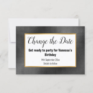 ELEGANTE SCHWARZE GOLD EMBOSSED ÄNDERN DAS DATUM U RSVP KARTE