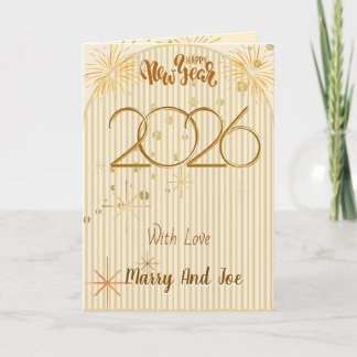 Elegante schwarze Gold Frohes Neues Jahr 2026 Gruß Feiertagskarte