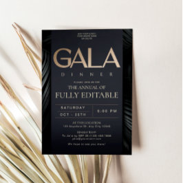 Elegante schwarze Gold-Gala-Abendessen-Einladungsk Einladung