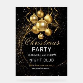 Elegante schwarze Gold-Glitter-Weihnachtsfeier Acrylschild