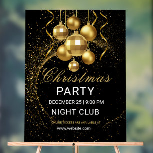 Elegante schwarze Gold-Glitter-Weihnachtsfeier Acrylschild