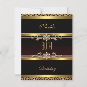 Elegante schwarze Gold-Juwel 30. Geburtstagseinlad Einladung