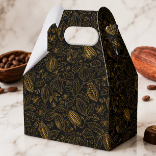 Elegante schwarze Gold-Kakao-Blüten-Frucht-Geschäf Geschenkschachtel