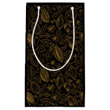 Elegante schwarze Gold-Kakao-Blüten-Frucht-Geschäf