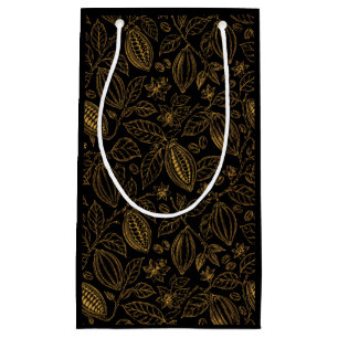 Elegante schwarze Gold-Kakao-Blüten-Frucht-Geschäf Kleine Geschenktüte