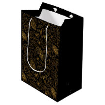 Elegante schwarze Gold-Kakao-Blüten-Frucht-Geschäf