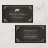 Elegante Schwarze Gold-Klasse Telefonnummerkarte (Vorne/Hinten)