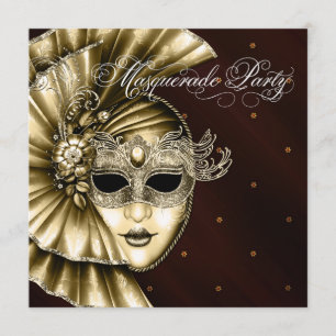 Elegante schwarze Gold-Masquerade-Party-Einladunge Einladung