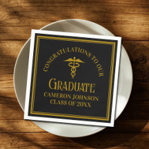 Elegante schwarze Gold-Medizinische-Absolventenpar
