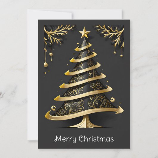 Elegante Schwarze Gold Moderne Bäume | Weihnachten (Vorderseite)