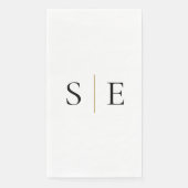 Elegante schwarze Gold-Monogramm-Minimalist Serviette (Vorderseite)
