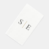 Elegante schwarze Gold-Monogramm-Minimalist Serviette (Ecke)