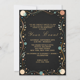 Elegante schwarze Gold-Party-Einladung Einladung