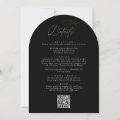 Elegante schwarze Gold-QR-Code-All-in-one-Bogen-Ho Einladung (Rückseite)
