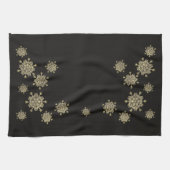 Elegante Schwarze & Gold Snowflakes Geschirrtuch (Horizontal)