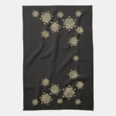 Elegante Schwarze & Gold Snowflakes Geschirrtuch (Vertikal)