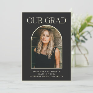 Elegante schwarze Gold trendy Bogen Foto Abschluss Ankündigung