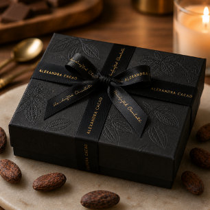 Elegante schwarze Gold-Typografie-Schokoladen-Sati Satinband