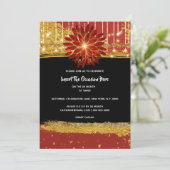 Elegante schwarze Goldbrasse Einladung (Stehend Vorderseite)