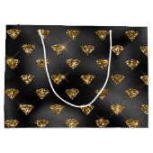 Elegante schwarze Golddiamanten gekachelt Hochzeit Große Geschenktüte (Rückseite)