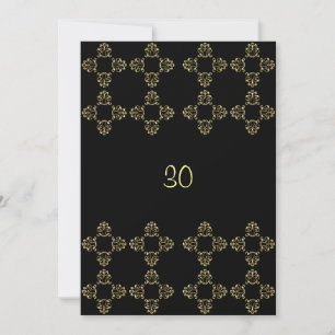 Elegante Schwarze Goldene 30. Geburtstagsfeier Einladung