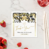 Elegante Schwarze goldene Blütengeometrie Serviette (Beispiel)