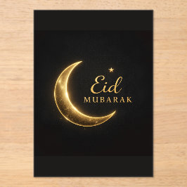 Elegante schwarze & goldene Eid Mubarak Karte – Pr Acryleinladungen