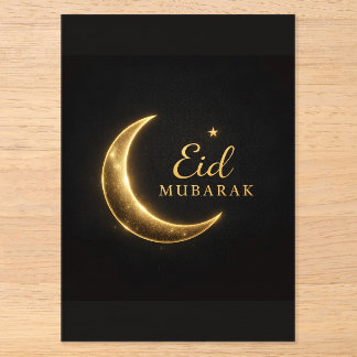 Elegante schwarze & goldene Eid Mubarak Karte – Pr Acryleinladungen