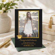 Elegante schwarze goldene Foto-Abschlussgratulatio