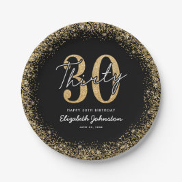 Elegante schwarze goldene Geburtstagspapierteller Pappteller