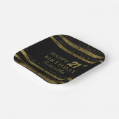 Elegante schwarze & goldene Glitter-Geburtstagsfei Pappteller (Gewinkelt)