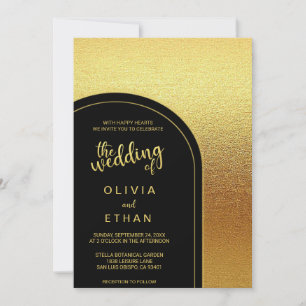 Elegante schwarze goldene glitzernde schicke Hochz Einladung