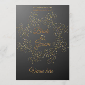 Elegante schwarze & goldene königliche Hochzeitsei Einladung