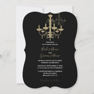 Elegante Schwarze goldene Kronleuchter Einladungen