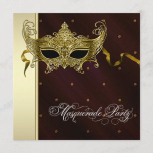 Elegante Schwarze Goldene Maskenball-Einladungen Einladung
