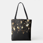 Elegante, schwarze, goldene Sterne, personalisiert Tasche (Rückseite)