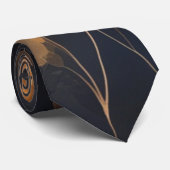 Elegante schwarze goldene Terracotta Krawatte (Gerollt)