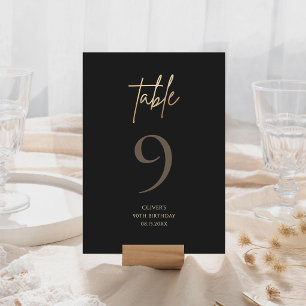 Elegante Schwarze Goldene Tischnummer zum 90. Gebu