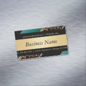 Elegante schwarze, goldene und Aquamarine Leoparde Magnetische Visitenkarte (Beispiel)
