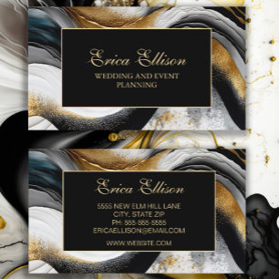 Elegante schwarze goldene weiße Hochzeitsplanerin Visitenkarte