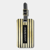 Elegante schwarze Goldfolienfarbe gestreift Gepäckanhänger (Vorderseite vertikal)