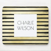 Elegante schwarze Goldfolienfarbe mit Rahmen gestr Mousepad (Vorne)