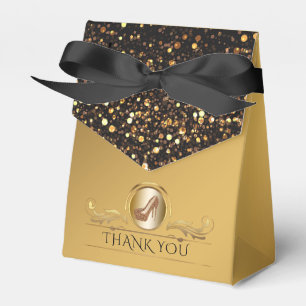 Elegante schwarze GoldGlitzer-hohe Fersen-Schuhe Geschenkschachtel