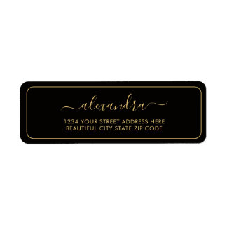 Elegante schwarze Goldschrift Hochzeitsrücksendead