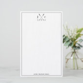 Elegante schwarze Golf-Monogramm-Korrespondenz Briefpapier (Stehend Vorderseite)