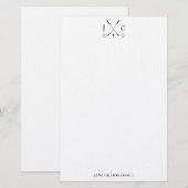 Elegante schwarze Golf-Monogramm-Korrespondenz Briefpapier (Vorne/Hinten)