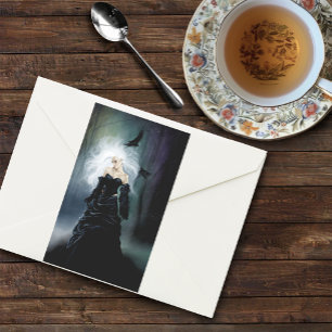 Elegante schwarze gothische mysteriöse Frau Raben  Rechteckiger Aufkleber