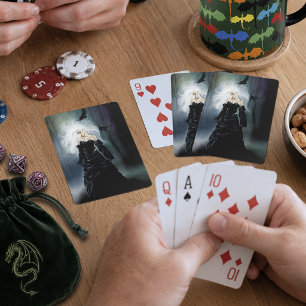 Elegante schwarze gothische mysteriöse Frau Raben  Spielkarten