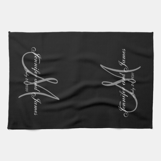 Elegante schwarze graue geschirrtuch (Horizontal)