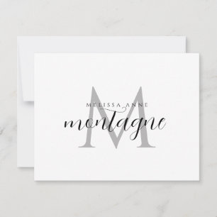 Elegante schwarze graue Monogramm-Flat-Notizkarte Mitteilungskarte